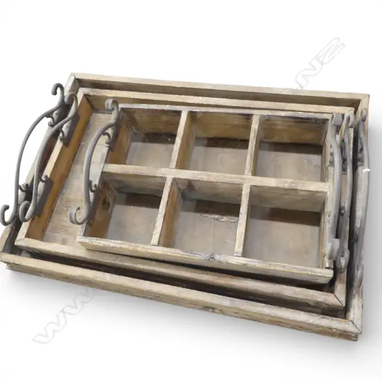 3 WOODEN TRAYS W.560mm
