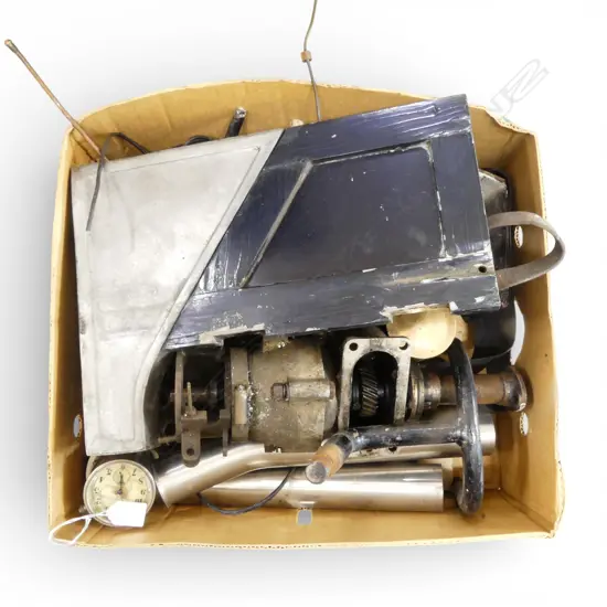 BOX OF ROLLS ROYCE CAR PARTS ETC