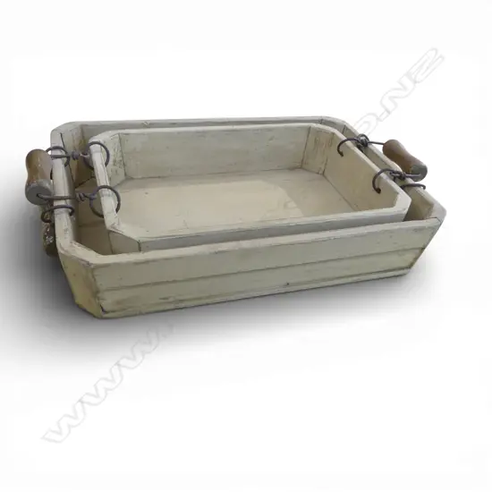 2 PAINTED WOODEN TRAYS W.490mm