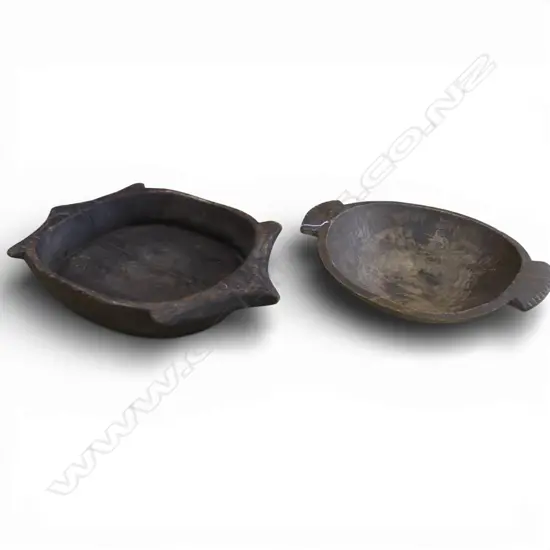 2 LG CARVED WOODEN BOWLS W.595mm