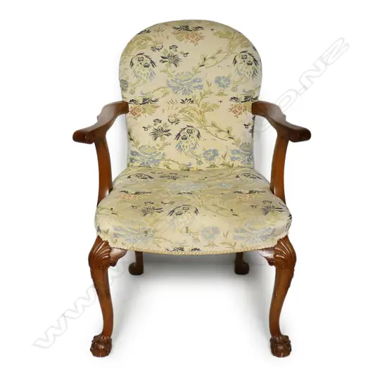 A Georgian mahogany open elbow armchair,