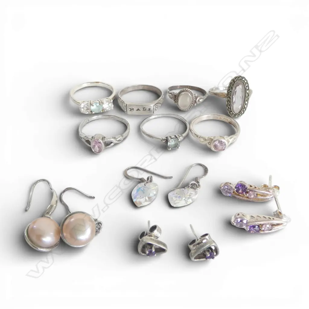 7 RING most silver + 4 PRS OF EARRINGS  Image 1++