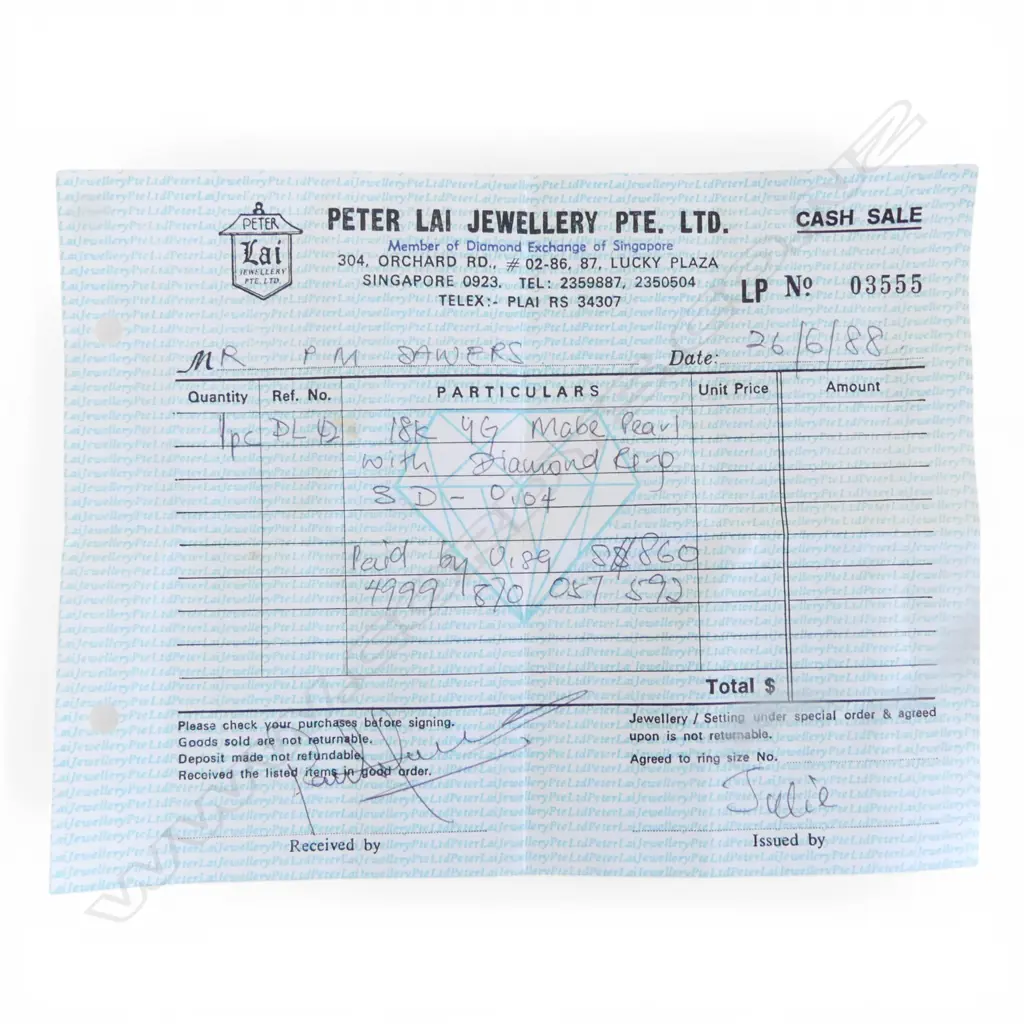 18CT GOLD MABE PEARL AND DIAMOND RING 6.91gms SIZE O Image 1++