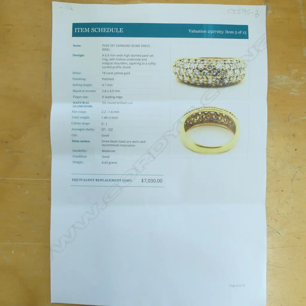18CT GOLD AND DIAMOND RING 4.43gms (Valuation $7,030) SIZE K Image 1++