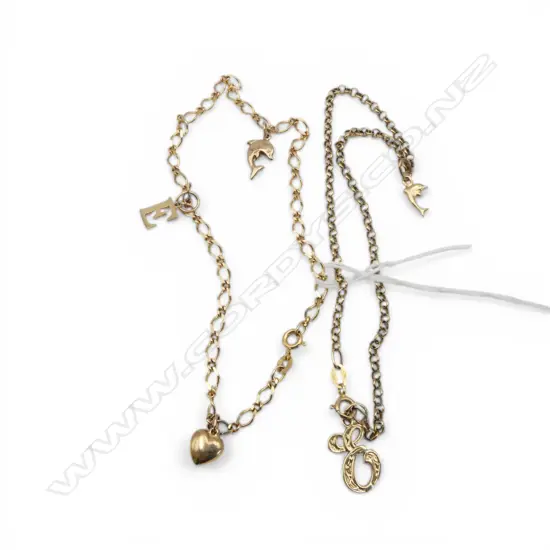 TWO 9CT GOLD CHAIN AND CHARMS 8.76gms