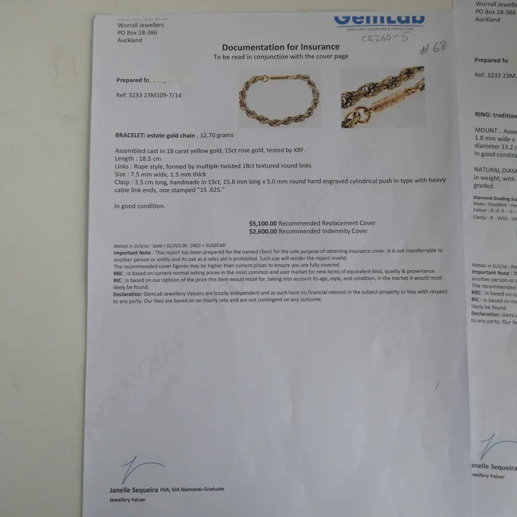 18CT GOLD CHAIN BRACELET WITH 15CT ROSE GOLD CLASP 12.70gms VALUATION Image 1++