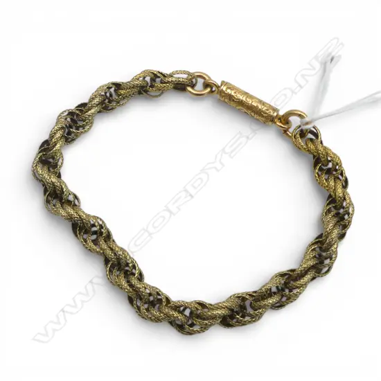 18CT GOLD CHAIN BRACELET WITH 15CT ROSE GOLD CLASP 12.70gms VALUATION
