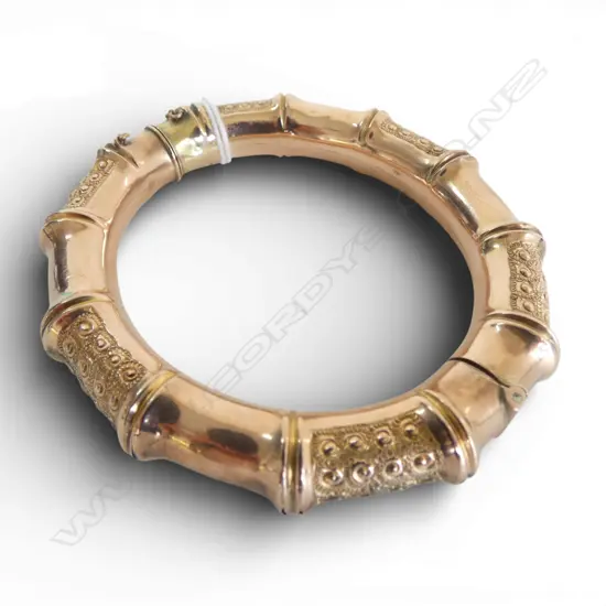 9ct GOLD (wax filled) HINGED BAMBOO FORM BRACELET Birmingham 1912.  26.84gm MINOR FAULTS