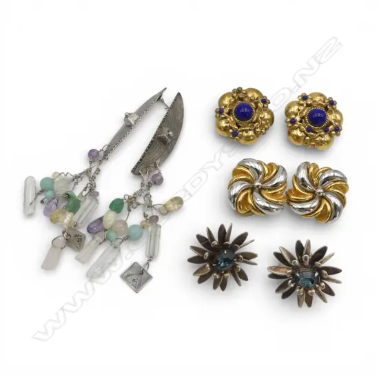 4 PRS OF EARRINGS 2 stg silver 