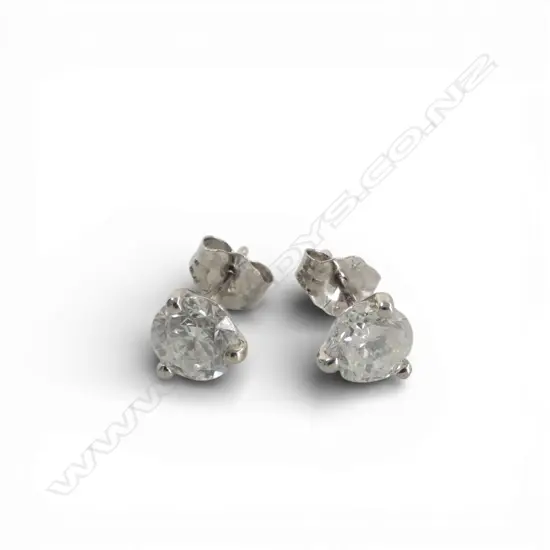 14CT WHITE GOLD & DIAMOND STUDS, 1.22cts (Total weight of diamonds) 0.91gm