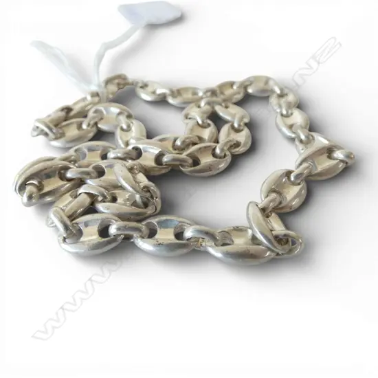 SILVER CAPSTAN LINK NECKLACE L.400mm. 36gms