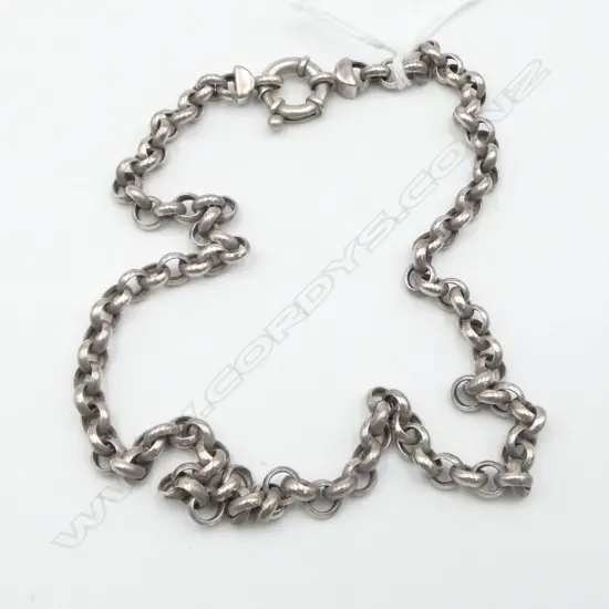 SILVER BELCHER LINK NECK CHAIN with spring ring clasp L.420mm 18gms