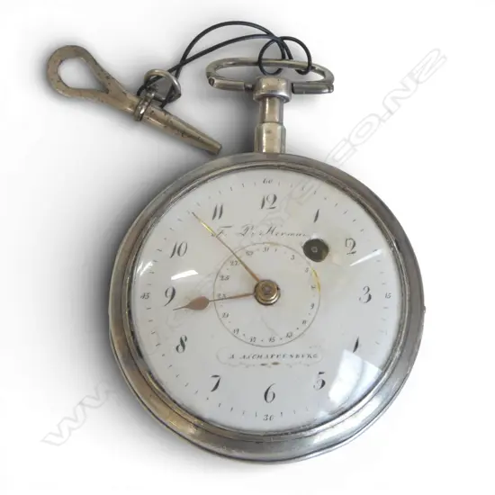 19thC FRENCH VERGE SILVER CASE POCKET WATCH by F.L Hermann 