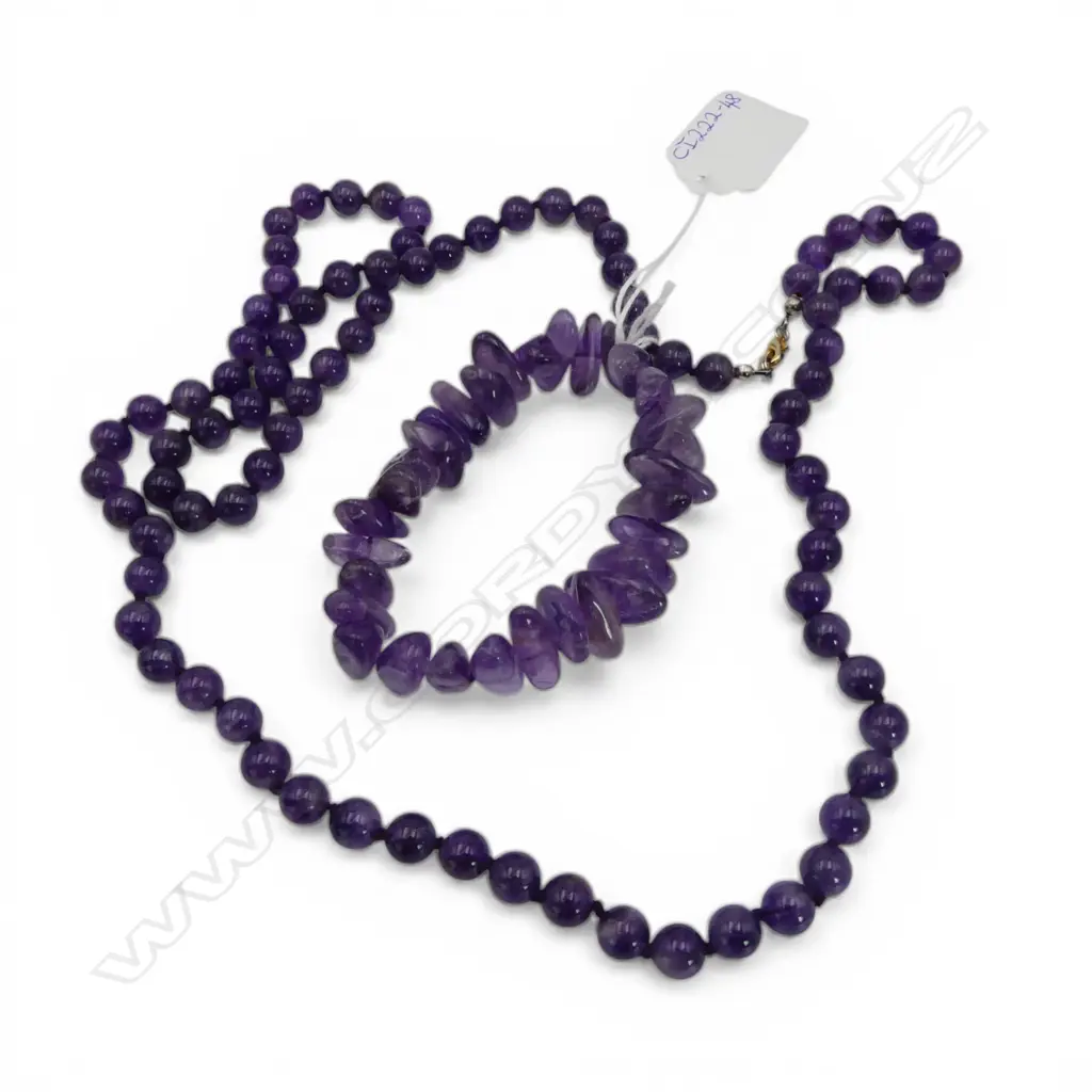 AMETHYST BEAD NECKLACE AND BRACELET Image 1++