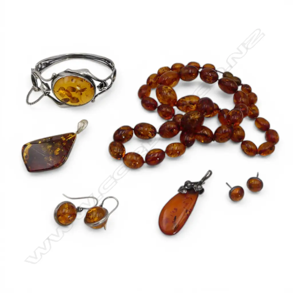 AMBER & SILVER BRACELET/NECKLACE/PENDANT/EARRINGS Image 1++