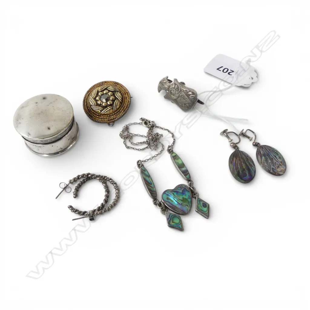 4 PCES STG SILVER JEWELLERY + COMPACT & PENDANT / BROOCH Image 1++