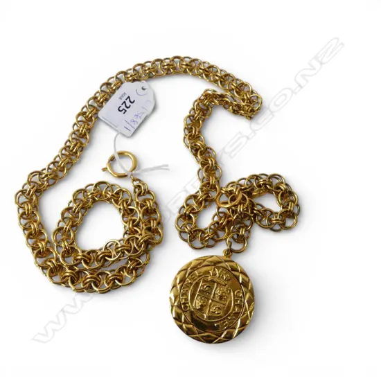 CHANEL GP PENDANT NECKLACE / BELT L.790mm MADE IN FRANCE + BOX