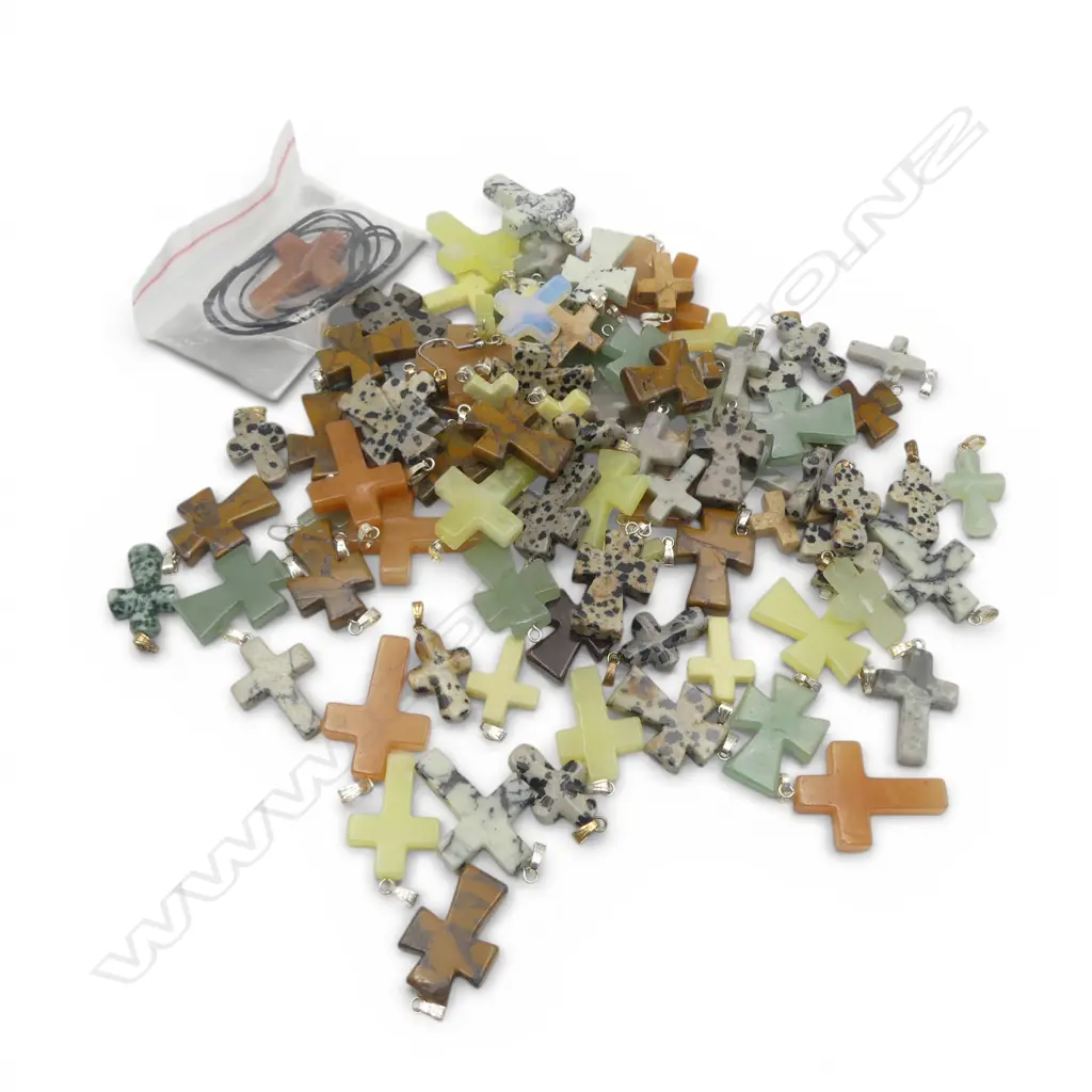 QTY GEMSTONE CROSS PENDANTS, new old stock Image 1++