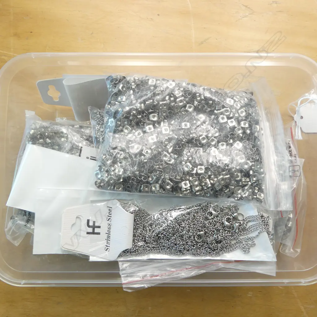 BULK LOT STAINLESS STEEL CHAINS & BUTTERFLY EARRING BACKS Image 1++