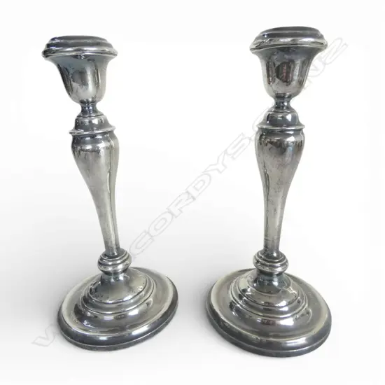 PR STG SILVER CANDLESTICKS, BIRM. 1915, 674gm H.210mm, weighted bottoms, faulted