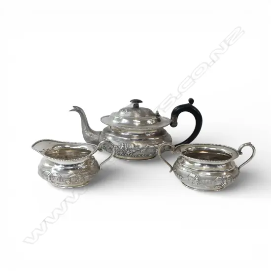 3 PCE STG SILVER TEA SET, 1297gms