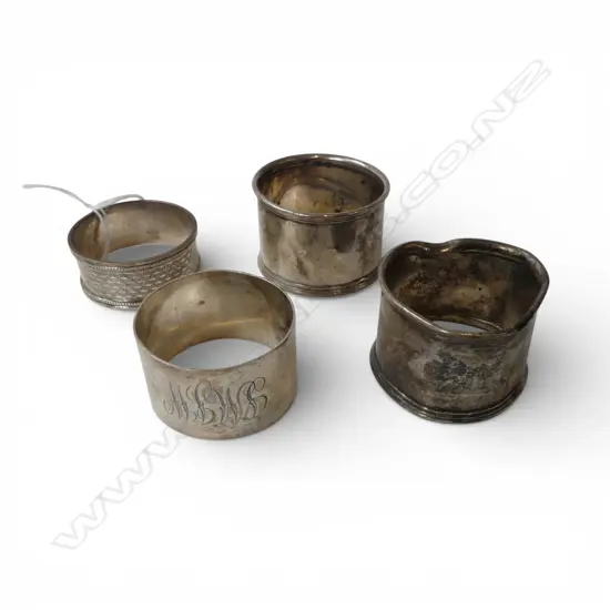 4 STG SILVER NAPKIN RINGS, 96gms