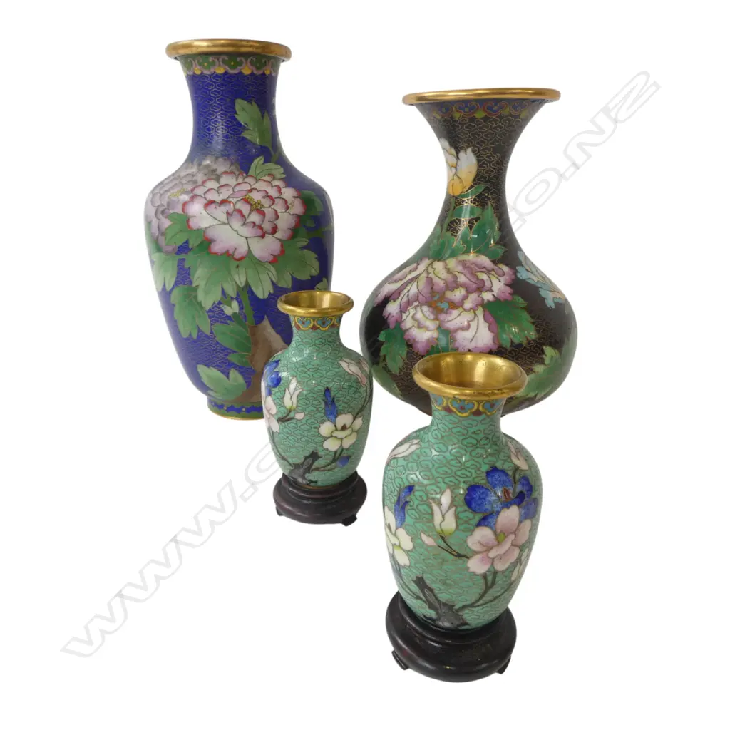 4 CLOISONNE VASES H.250mm Image 1++