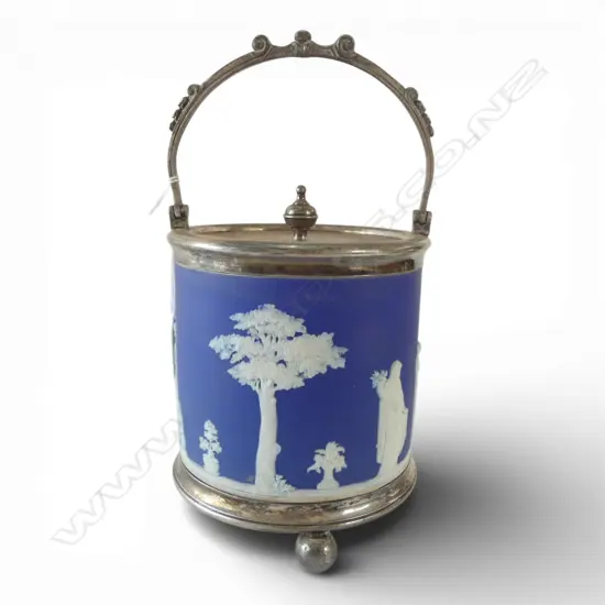 WEDGWOOD JASPERWARE BISCUIT BARREL H.180mm