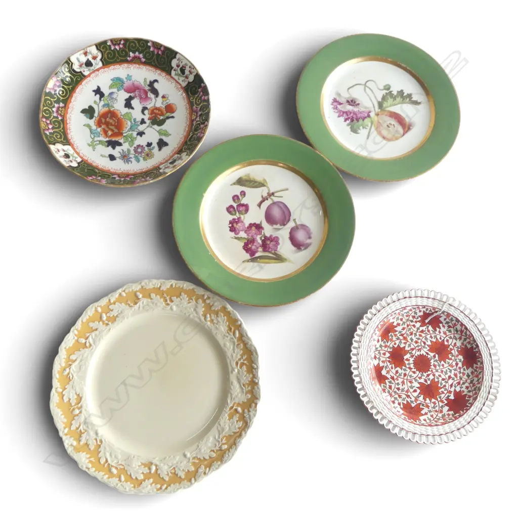 5 ANTIQUE CHINA PLATES MIXED PATS Image 1++