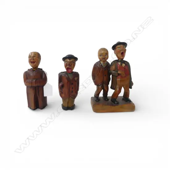 3 GERMAN CARVED WOODEN BOTTLE OPENERS H.190mm