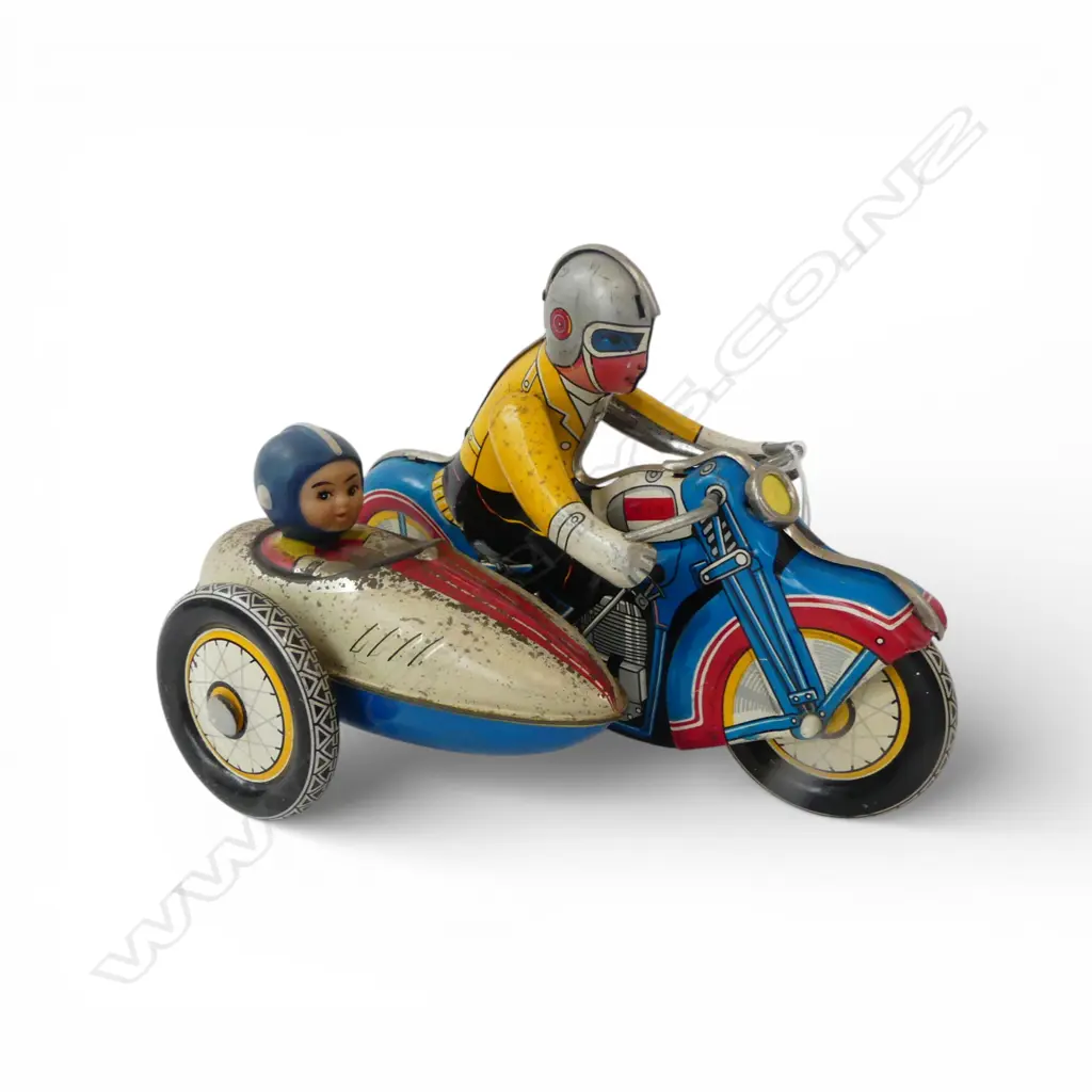 TIN MOTORCYCLIST & PILLION TOY L.185mm Image 1++