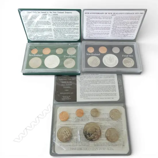 THREE NZ PROOF COIN SETS 1984/1980/1983