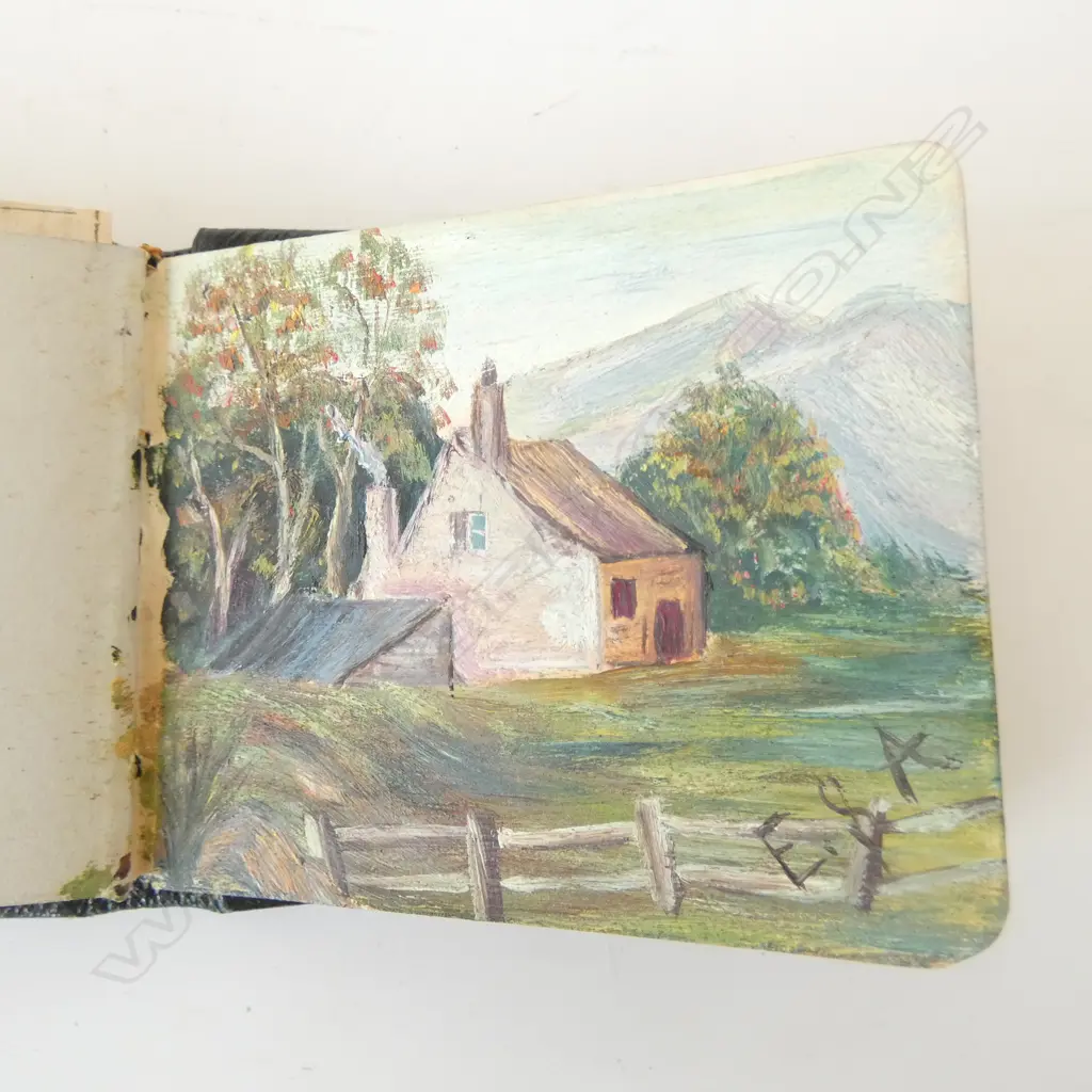 c1910 AUTOGRAPH ALBUM with paintings + illustrations etc Image 1++