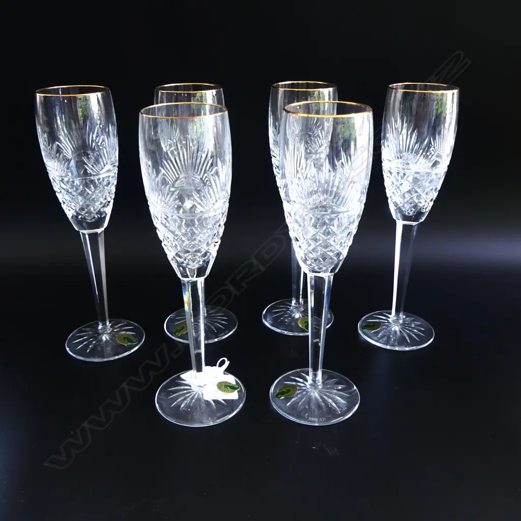 SET OF 6 WATERFORD CHAMPAGNE FLUTES H240MM Image 1++