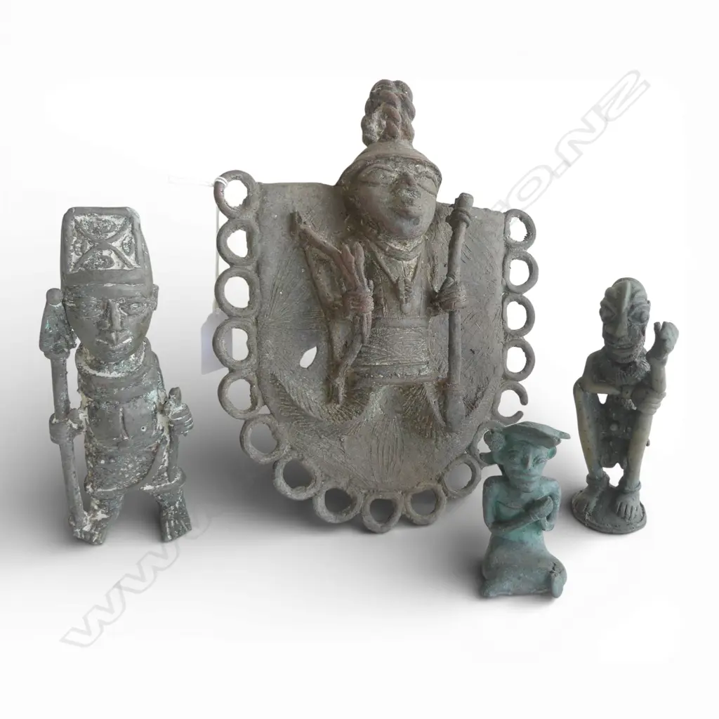 4 AFRICAN METAL FIGURES H.245mm EX JOHN PERRY ESTATE Image 1++