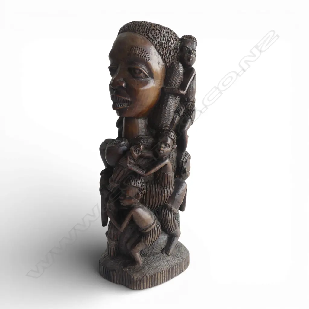 AFRICAN CARVED HARDWOOD FIGURE GROUP H.330mm Image 1++