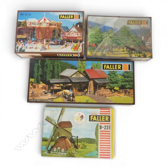 4 BOXED FALLER HO MODELS B-315, B-231, B-230 & 1356
