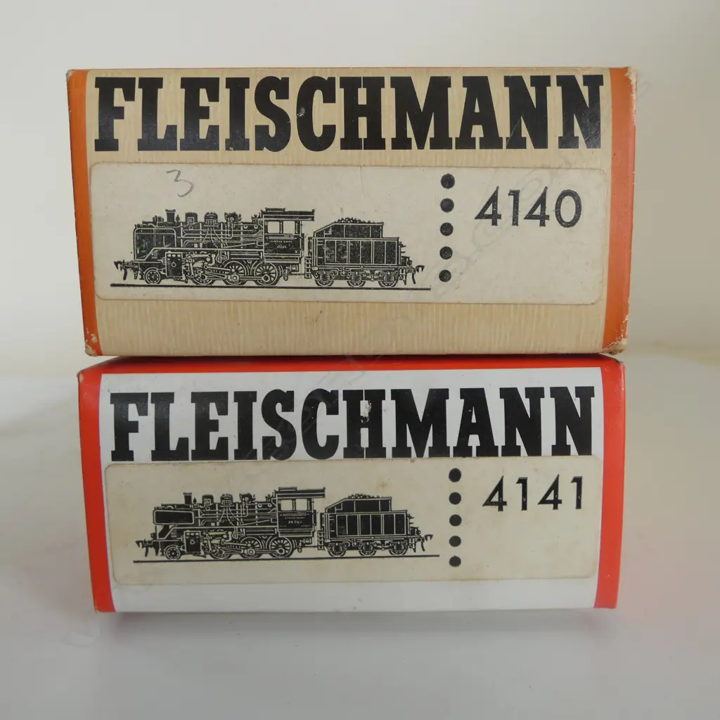 2 BOXED FLEISCHMANN HO DB LOCOMOTIVE & TENDERS 4140 24 074 & 4141 24 067 Image 1++