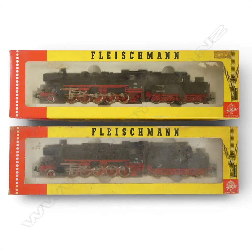 2 BOXED FLEISCHMANN HO DB LOCOMOTIVE & TENDERS 4175 051628-6 & 4177 50 058 Image 1++