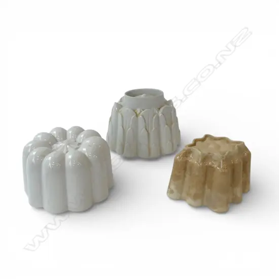 3 SHELLEY CHINA JELLY MOULDS