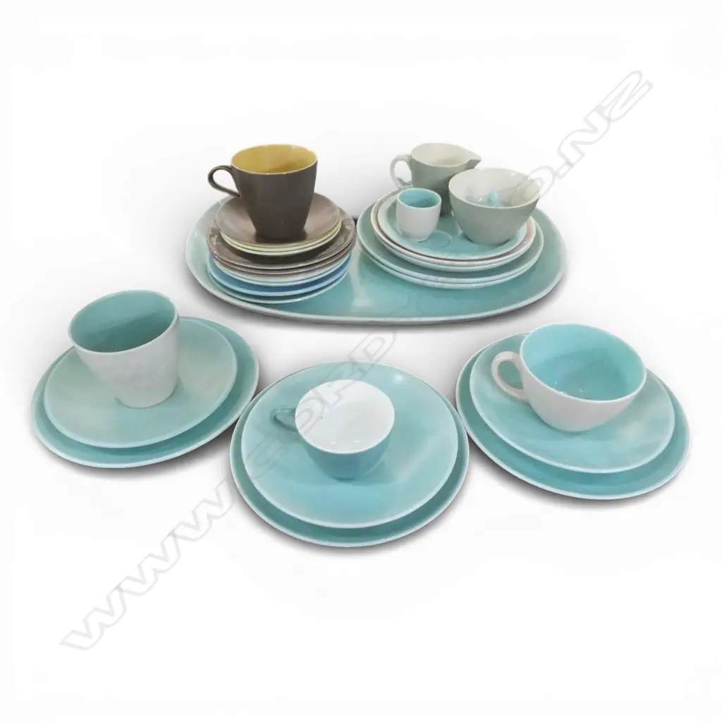 ASST. POOLE CHINA; PLATES, SAUCERS, CREAM, SUGARS, CUPS etc Image 1++