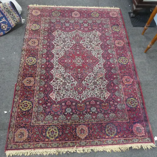 HAND KNOTTED WOOL PILE RUG, FAULTS 1950x1400mm