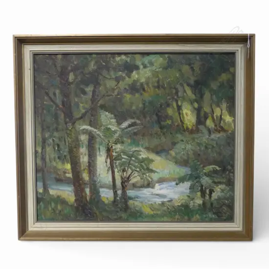 ARTIST UNKNOWN, BUSH SCENE, OIL ON BOARD 545x645mm