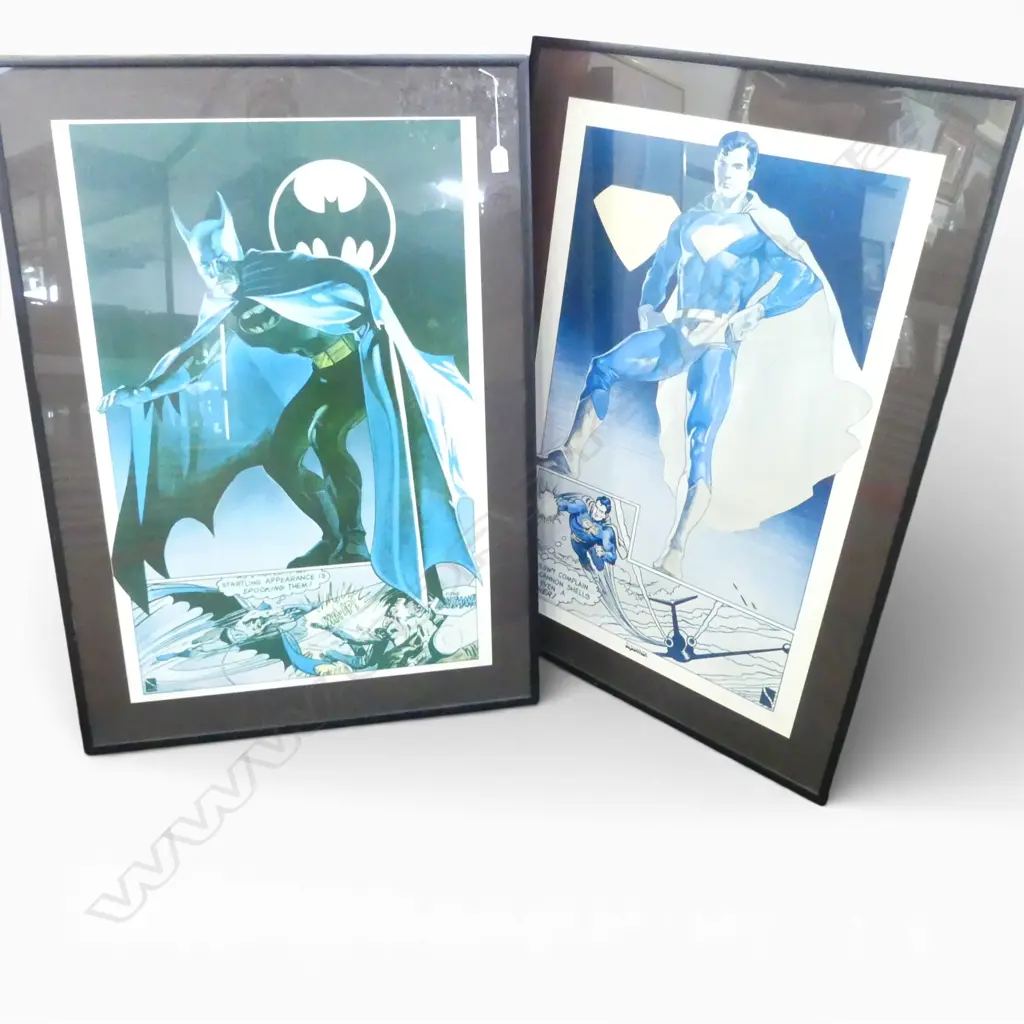 2 PRINTS; SUPERMAN & BATMAN 850x570mm Image 1++