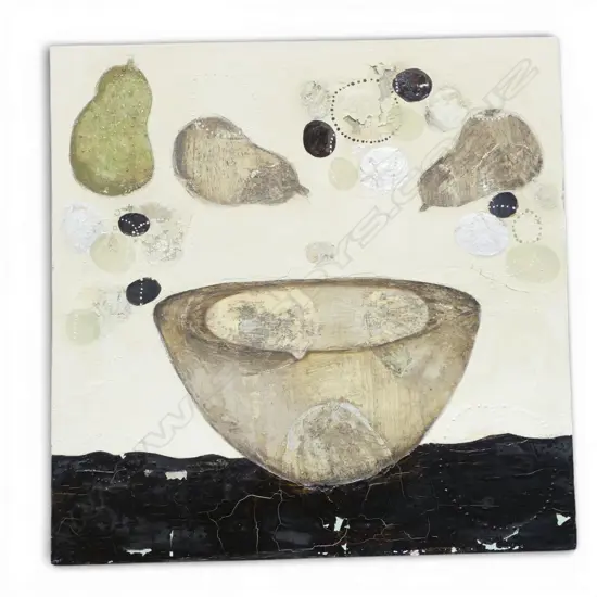 MARIKA JONES 'PASSING' MIXED MEDIA ON CANVAS, 2002, SIGNED & DATED VERSO 800x800mm **PAINT LOSS AND FLAKING ON CANVAS