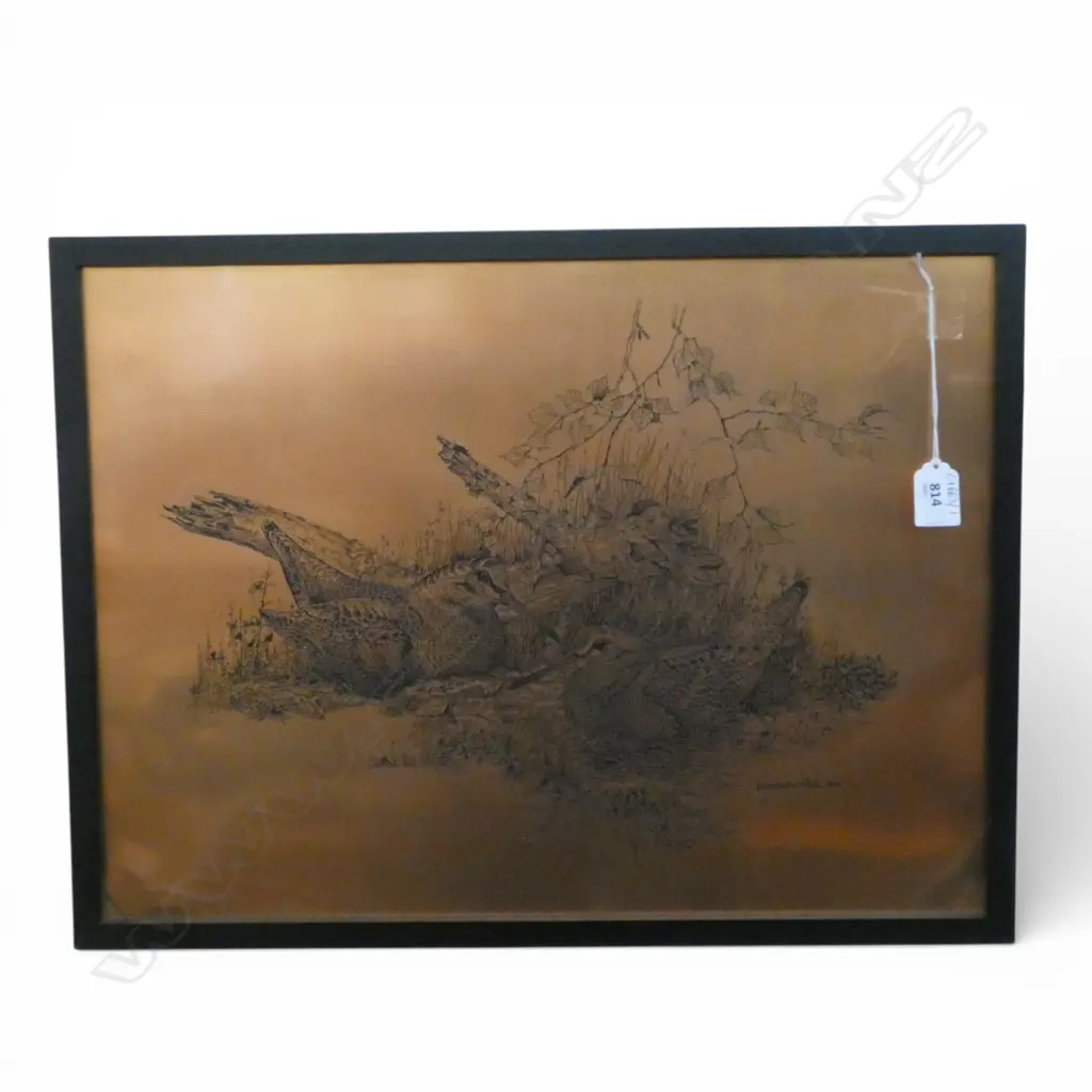 ROBIN HILL, WOODCOCKS, ETCHED COPPER PLATE, SIGNED & DATED '68 365x500mm Image 1++