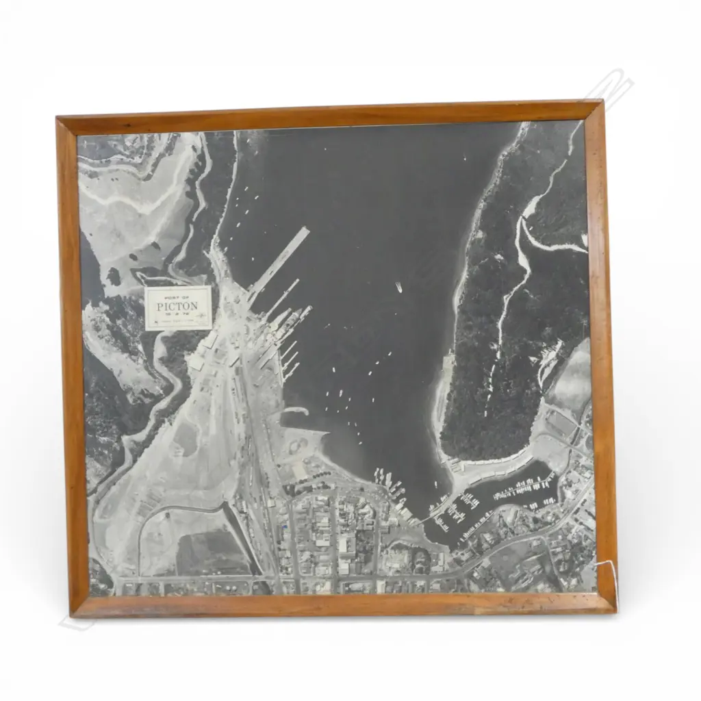 LG B/W AIERAL PRINT OF PICTON HARBOUR BY AERO SURVEYS TAURANGA 805x870mm Image 1++