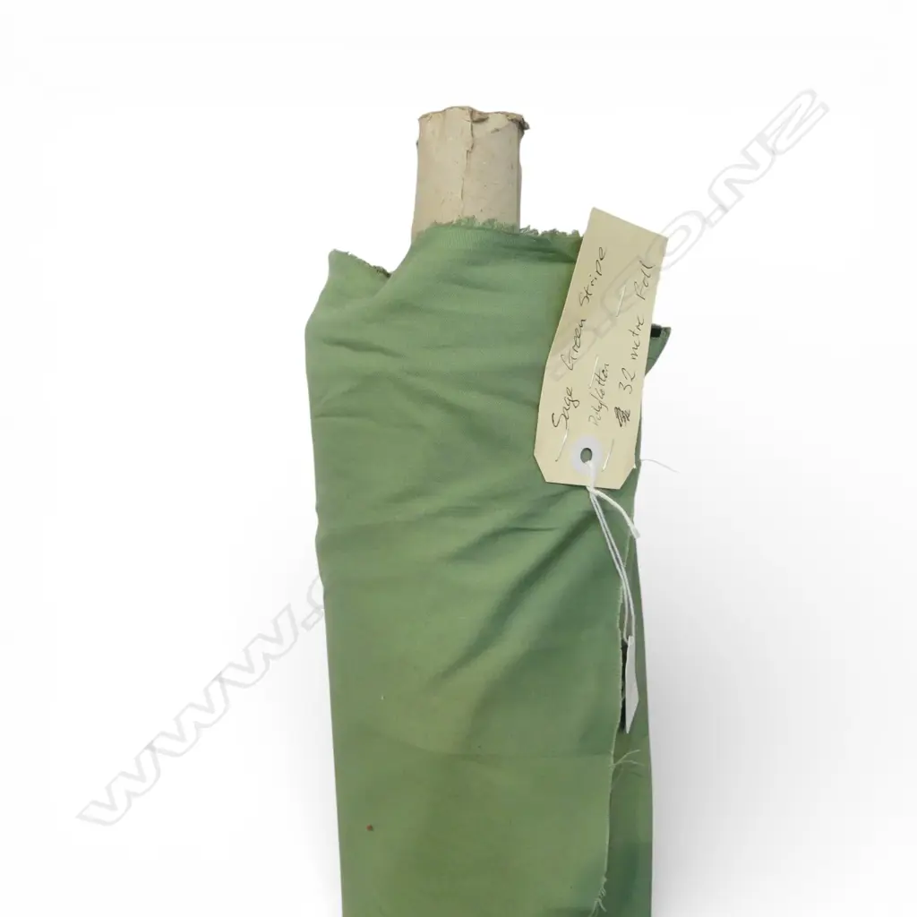 FABRIC BOLT; SAGE GREEN STRIPE, POLY COTTON, 32M ROLL Image 1++