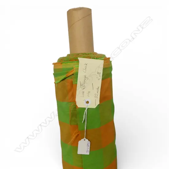 FABRIC BOLT; LIME & ORANGE CHECK, POLY, 32M ROLL
