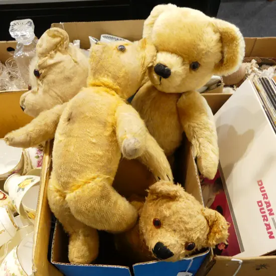 4 VINTAGE TEDDY BEARS Incl. MERRYS HOUGHT 